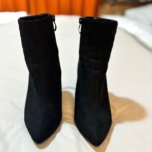 Aldo Black Suede-Look Pointed Ankle Booties